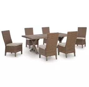 Revare Beach Beige 7-Piece Patio Dining Set with 6 Side Chairs