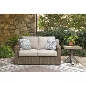 Carmel Bay Beige 58" Outdoor Loveseat with Cushion