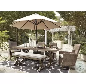 Beachcroft Beige Performance Fabric Outdoor Bench with Cushion