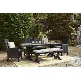Beachcroft Black And Light Gray Performance Fabric Outdoor Bench