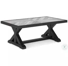 Beachcroft Black And Light Gray Outdoor Rectangular Occasional Table Set