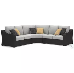 Beachcroft Light Gray 3 Piece Performance Fabric Outdoor Sectional