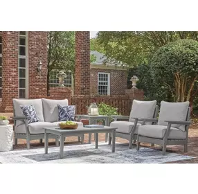 Lone View Bay Gray Performance Fabric 54" Outdoor Loveseat with Cushion