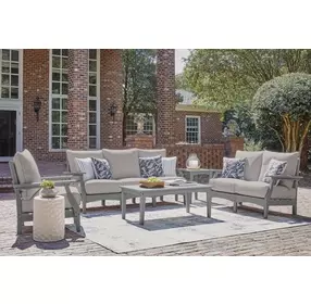 Lone View Bay Gray Performance Fabric 80" Outdoor Sofa with Cushion
