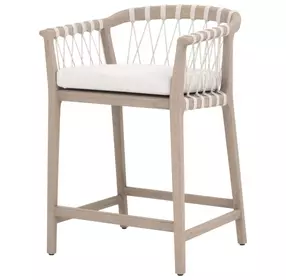 Pacific White Performance Fabric Outdoor Counter Height Stool