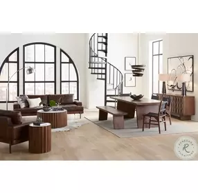 Lisbon White Marble And Warm Brown Side Table