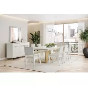 Palm Gate Cloud White 96" Extendable Rectangular Dining Table