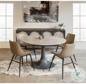 Palm Desert Natural Brown Marble And Brushed Steel Tulip Dining Table