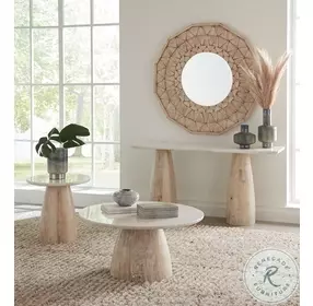 Palm Desert White Marble And Mango Wood Coffee Table