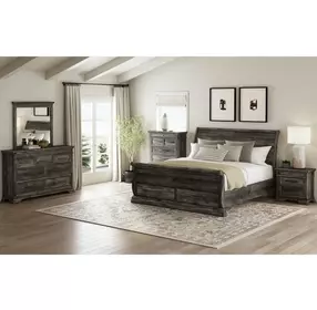 Hyde Charcoal Queen Sleigh Storage Bed