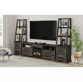 Hyde Charcoal 82'' TV Stand with Fireplace Insert