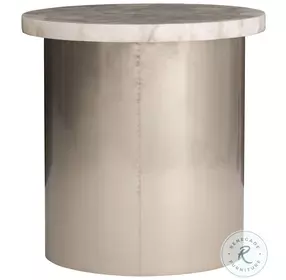 Shimla White Agate Marble And German Silver Side Table