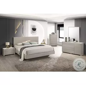 Pearl Matte Taupe King Panel Bed