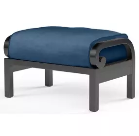 Monterey Spectrum Indigo Upholstered Outdoor Rectangular Ottoman with Self Welt