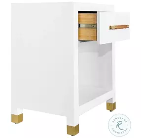 Pelham Matte White Lacquer 1 Drawer Side Table
