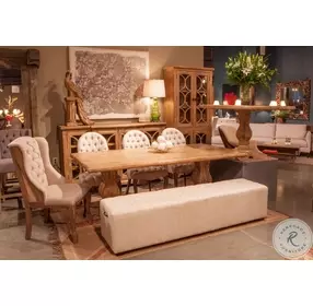 Arabella Beige Linen 78" Long Bench