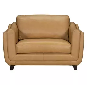 Willowmere Renaissance Marigold Leather Upholstered Chair and A Half Set of 2
