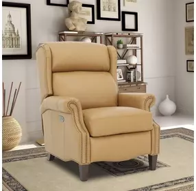 Philadelphia Santa Fe Brandy Leather Triple Power Recliner with USB Charging and Nailhead Trim