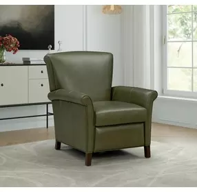 Phoebe Dobbs Sage Leather Push Thru The Arms Recliner