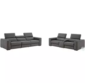 Picasso Dark Gray Leather Motion Console Loveseat