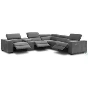 Picasso Dark Gray Fabric 6 Piece Power Reclining Modular Sectional