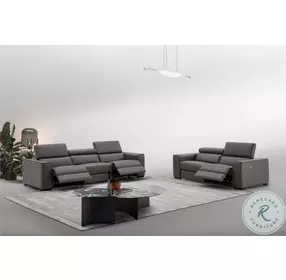 Picasso Dark Gray Leather Motion Sofa