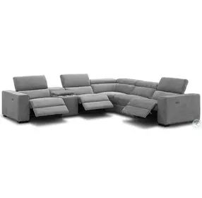 Picasso Light Gray Fabric 6 Piece Power Reclining Modular Sectional
