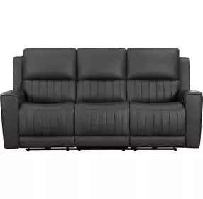 Pierce Homerun Dark Gray Leather Zero Gravity Power Reclining Living Room Set with Power Headrests and Lumbar