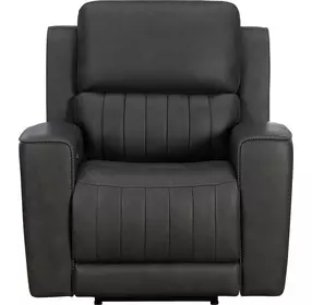 Pierce Homerun Dark Gray Leather Zero Gravity Power Recliner with Power Lumbar and USB Charging