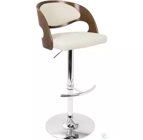 Pino Walnut And Cream Adjustable Bar Stool Set Of 2
