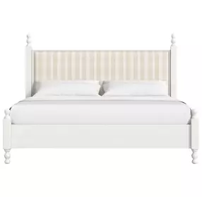 Haven Warm White Upholstered Finial Poster Bedroom Set