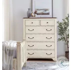 Americana Daisy 6 Drawer Chest With Brown Top