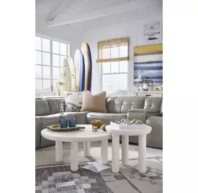 Sunset Cove Moonlight Pearl Round Nesting Cocktail Table