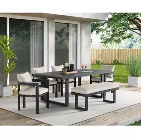 Fresca Dark Gray and Beige Outdoor Beige Dining Bench
