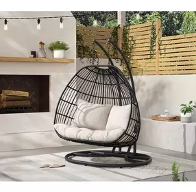 Fresca Beige Upholstered Outdoor Double Swing Chair