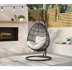 Fresca Beige Outdoor Upholstered Swing Egg Chair