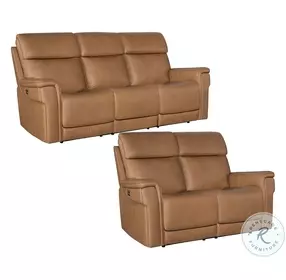Lyra Sahara Sandalwood Leather Zero Gravity Power Reclining Sofa With Power Headrest