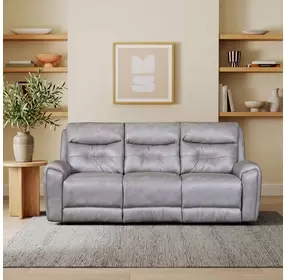 Point Break Graystone 90" Triple Power Reclining Sofa with USB Charging and Pillow Top Arm