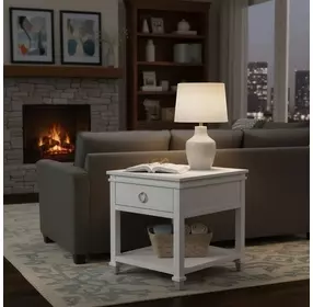 Point Breeze Fresh White and Soft Gray Glaze Rectangular End Table