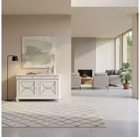 Point Breeze Fresh White and Soft Gray Glaze 2 Door Credenza with Metal