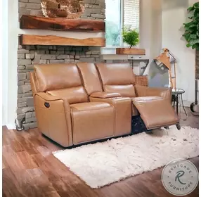 Portland Leather Dual 60" Power Reclining Console Loveseat
