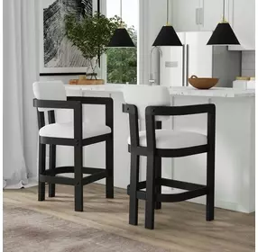 Canal White Upholstered Bar Stool Set of 2