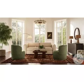 Massa Textured Green Performance Fabric Swivel Accent Chair