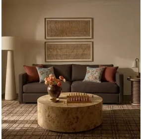 Portsmouth Java Brown Textured Chenille Sofa