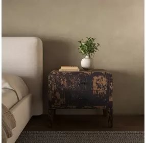 Iris Distressed Black 2 Drawer Nightstand