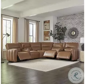 Valencia Sable 7 Piece Modular Power Reclining Sectional with Adjustable Power Headrests