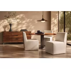 Brasea Beige Performance Fabric Upholstered Side Chair with Caster