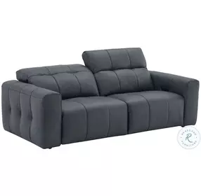 Prescott Dark Gray Leather Living Room Set