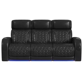 Ascend Black Leather Power Reclining Living Room Set with USB Charging and LED