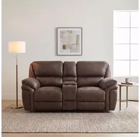 Proctor Brown Double 80" Reclining Console Loveseat